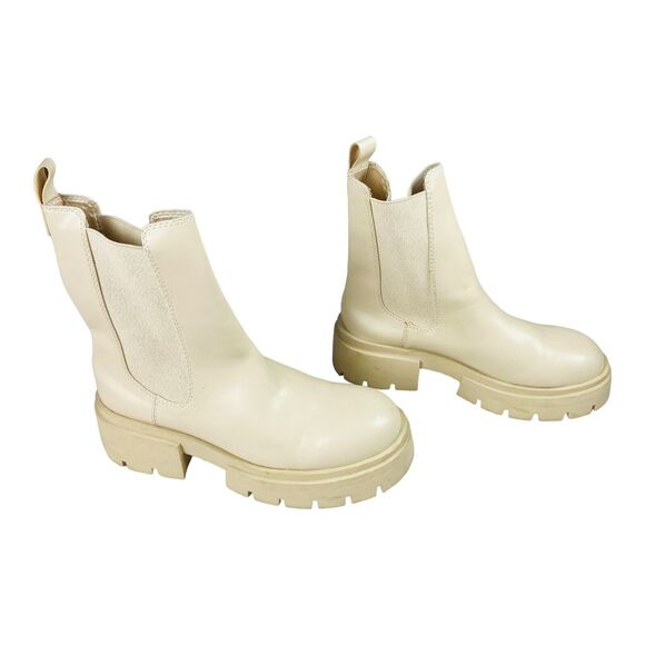 H&M Women's Platform Chelsea Chunky Ankle Boots Pull On Stretch White EU 42 - Picture 2 of 8
